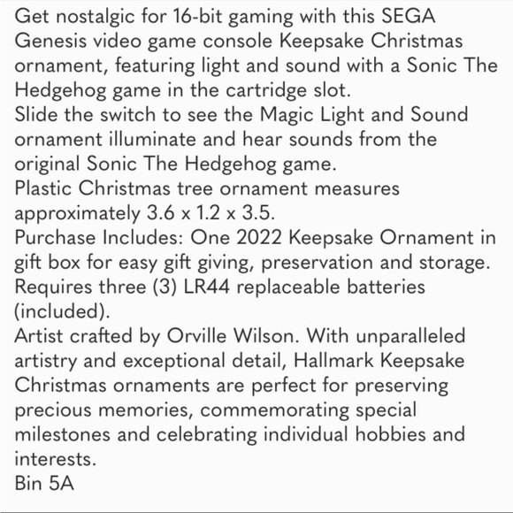 Hallmark Keepsake Ornament 2022 Sega Genesis Console Illuminates and sounds - Picture 4 of 4